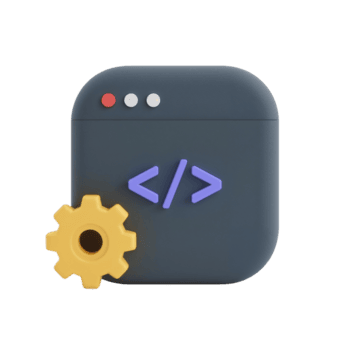 abstrato representação do Programas desenvolvimento processo com roda dentada e código símbolos em interface png