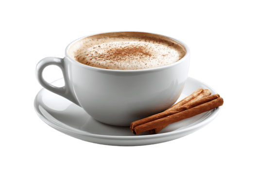 Weiß Kaffee Tasse mit Zimt Stock isoliert auf transparent Hintergrund png