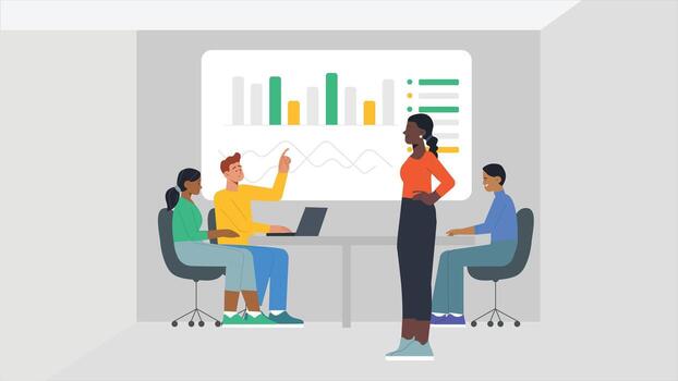 Team Discussing Data Visualizations vector