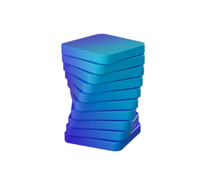 A stack of blue rectangular blocks, arranged in a slightly twisted manner. 3D Illustration png
