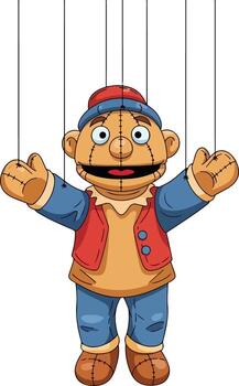 Adorable String Puppet Cartoon Character Design. vector