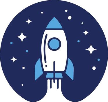 Rocket Launching into Space Startup Icon. vector
