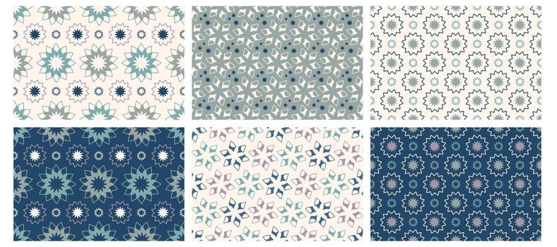 Abstract seamless patterns. Modern design with Monochrome flowers. Geometric background with different shapes. Simple repeating pattern. Trendy ornament. illustration vector