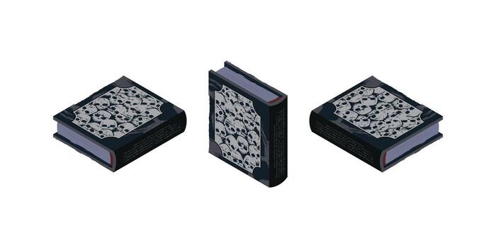 Skull patterned black book design vector