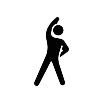 Exercise routine and fitness icon. Simple solid style. Stretching, physical, warm, activity, exercise, aerobic, gym, training concept. Silhouette, glyph symbol. Isolated design vector