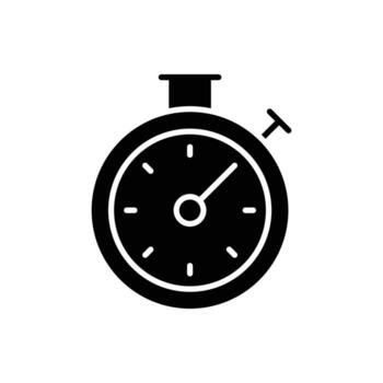 Stopwatch icon. Simple solid style. Watch, stop, clock, timer, quick, counter, time, circle, button, chronometer, sport equipment concept. Silhouette, glyph symbol. Isolated design vector