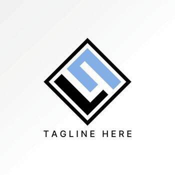 initial LN or S font line on negative space square vector