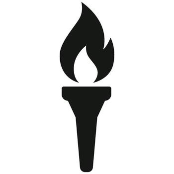 A solid black silhouette of a torch with a flame, representing light, guidance, or a historical tool. vector