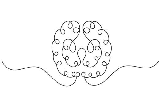 Abstract Brain Shape Minimalist Continuous Line Artwork vector