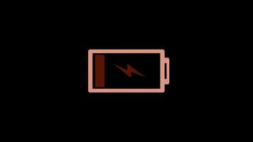 Low Battery Indicator Animation. Empty Battery Icon with Flashing Red Warning. Transparent Background, Alpha Channel, Seamless Loop Animation video