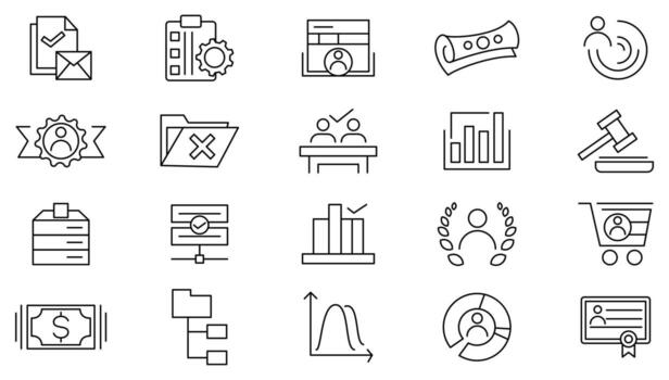 Search line icon set. Magnifying glass, SEO, website, business, sign, optimization, loupe, revision, inspector, monitoring, analysis line icon set vector