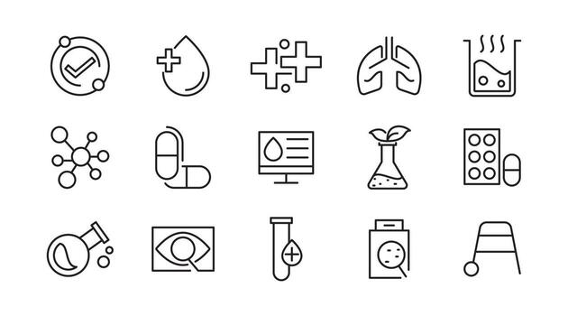 Laboratory and Test line icon set. Laboratory, research, scientist, experiment, lab, chemical, science, toxic, microscope, education, biotechnology line icon set. UI thin line icon pack vector