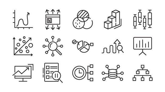 Analysis line icon set. Data analysis, startup, audit, collaboration, workflow, deadlines, milestones, planning, growth, NS, server, domain line icon set. Thin line icon pack vector