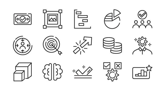 Creative Business Solutions line icon set. Ideas, brainstorming, solutions, adaptability, innovation, analysis, problem-solving line icon set vector