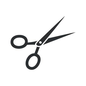 Sharp Scissors Silhouette Icon for Cutting and Crafting Projects in Black and White Minimalist Style Design vector