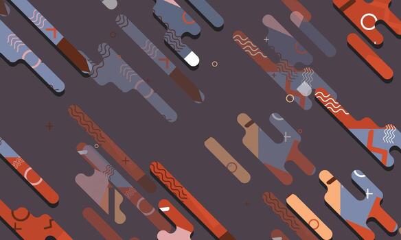 un modelo de diferente formas y colores en un oscuro antecedentes vector