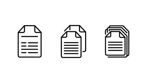 minimalista negro línea documento íconos demostración soltero papel, doble documentos, y múltiple apilado hojas para archivo, datos, y contenido concepto vector