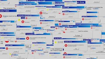 animação do computador janelas com erro mensagens estalando acima em verde fundo video