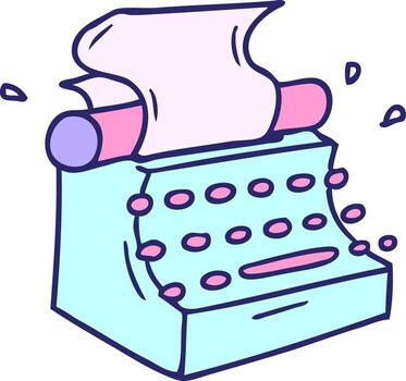 A typewriter with a paper sheet on top vector