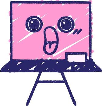 A cartoon drawing of a computer screen with a face vector