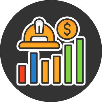 Labor Statistics Graph Minimal Filled Circle Icon vector
