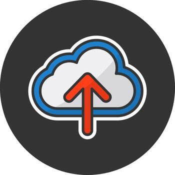 nube subir mínimo lleno circulo icono vector