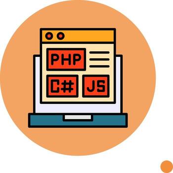 codificación idioma lleno circulo icono diseño vector