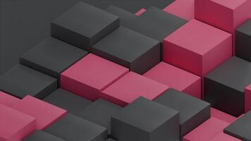 Red and Black Bold Abstract Cubes Geometry Background, Seamless Loop 3D Animation video