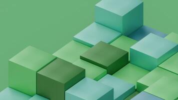 grön toner abstrakt kuber lugna geometri bakgrund, sömlös slinga 3d animering video