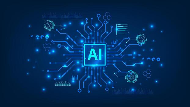 Futuristic microchip CPU circuit board technology abstract background vector