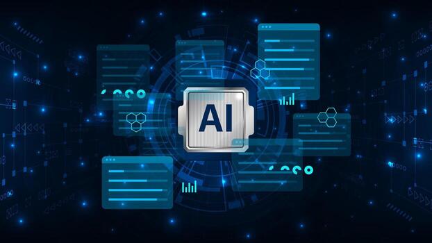 AI technology with data visuals vector