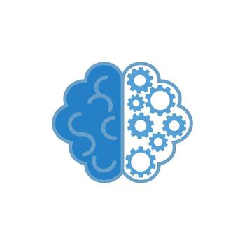 Digital Brain in Hand with Neural Network and Neon Sign for Brainstorm Idea IQ Testing vector