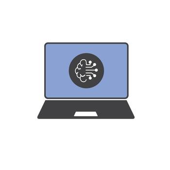 AI Virtual Assistant Voice Recognition on Laptop with Neural Network Brain vector