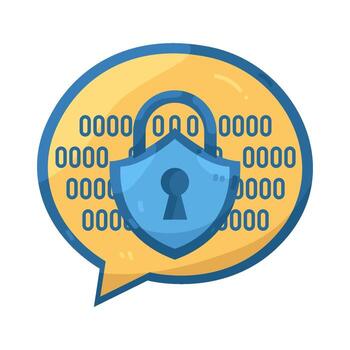 ilustración de digital seguridad charla burbuja con bloquear vector