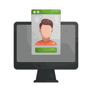 ilustración de usuario perfil en computadora monitor vector