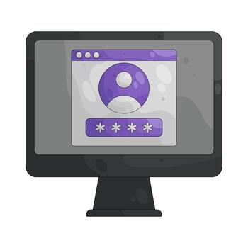 Computer screen showing user login interface vector