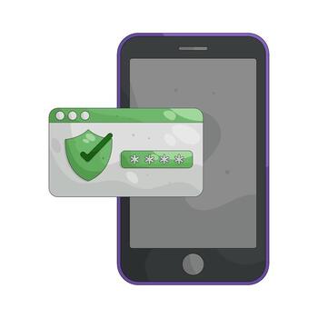 Mobile phone displaying password protection vector
