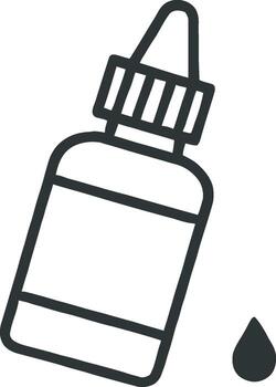 Simple outline drawing of an eye drop bottle with a single drop falling beside it vector