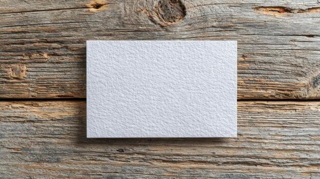 Square White Textured Paper On Rustic Wooden Background. Blank Canvas For Creative Design And Artistic Projects photo
