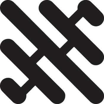 Abstract Geometric Design with Intersecting Diagonal Lines and Rounded Ends in Black vector