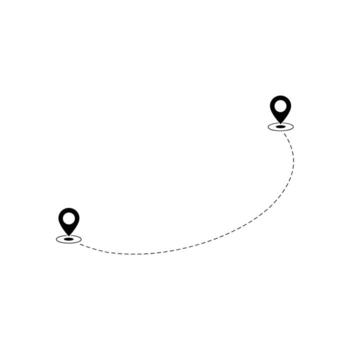 Location Pin with Dotted Path Icon Representing Travel Route, Navigation Journey, Destination Direction, Route Planning, GPS Navigation, and Location Tracking Concept Design vector