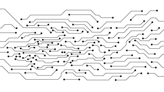 Black circuit board pattern on white background. High technology design vector