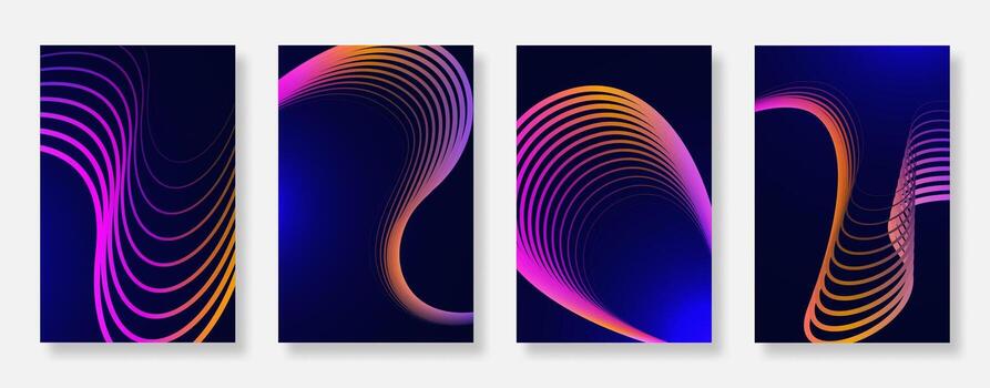 Colorful abstract line art design vector