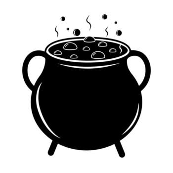 A sketch of a magic cauldron, a stencil drawn. graphics for Halloween for stickers, prints, files for laser cutting. vector
