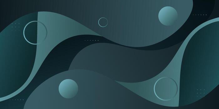 Green geometric business banner with dark design. Creative banner design with wave and circle shapes as template. Simple horizontal banner. Eps10 vector