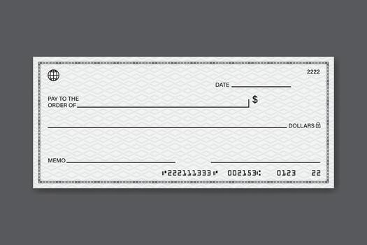 Blank check template for payments vector