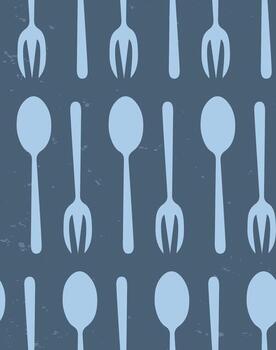 Grunge pattern with forks and spoons vector
