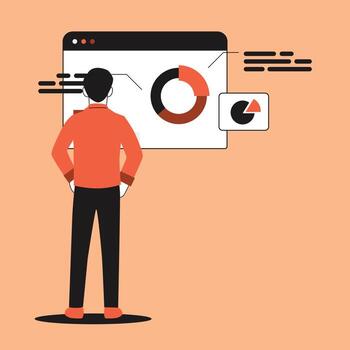 Man Stand Watching Data vector