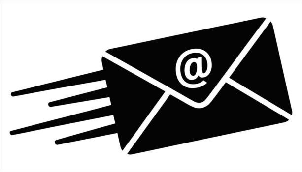 Email Icon Silhouette Fast Mail Envelope with At Symbol vector