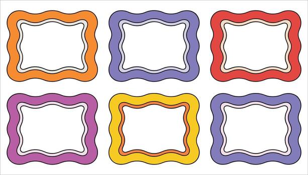 Abstract Wavy Edge Frame Collection for Scrapbook and Invitations vector